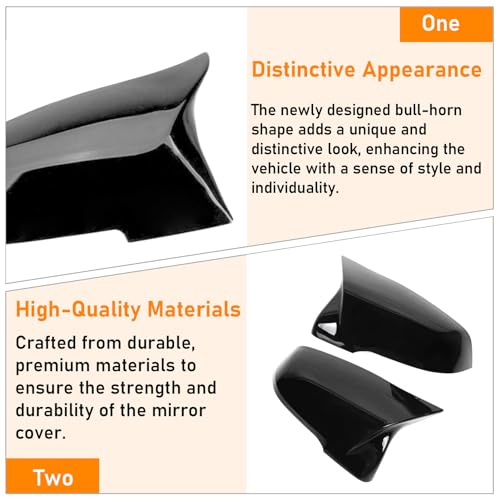 ‎Altsbaos Compatible with Replacement Mirror Covers for BMW F20 F21 F22 F23 F87 F30 F31 F34 F32 F33 F36 I01 E84 BMW Series 1 2 3 4 i3 x1 Left + Right Mirror Covers (Black (BrBrante)