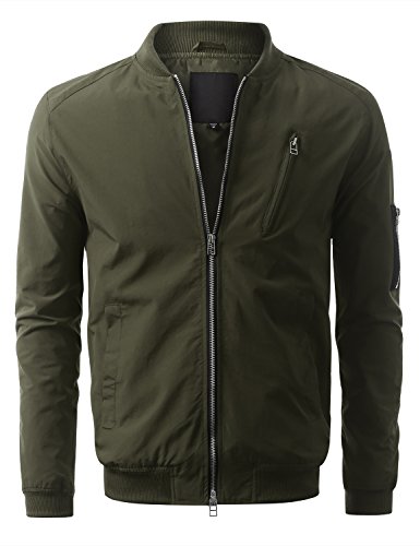 Urbancrews mens hipster hip hop basic woven zip up bomb…