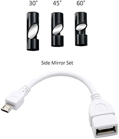 Borescope Side View Mirror Set 30 45 60 degrees for Borescope Endoscope (7mm diameter) with Micro USB to USB OTG Host Adapter Easycargo