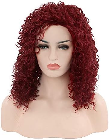 BJGXFMQ Curly Wigs for Black Woman Short Wave Bob Wigs Natural Hair Synthetic Heat Resistant Wig Burgundy