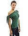 PattyBoutik Women Tied One Shoulder Short Sleeve Top (Medium Green Small)