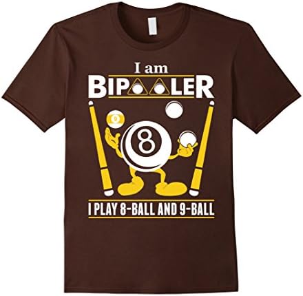Men's Im Bipooler I Play 8 Ball &amp; 9 Ball Snooker Billiards TShirt Large Brown