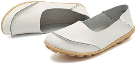KISFLY Women Driving Flats Size 11 Casual Shoes Lightweight Rubber Sole Breathable Walking Loafers White