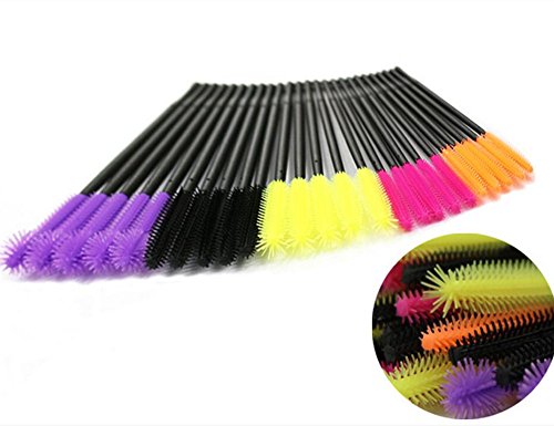 Coshine 100pcs 5 Styles Disposable Silicone Eyelashes Makeup Brushes Mascara Wands Applicator Spoolers Makeup Tool