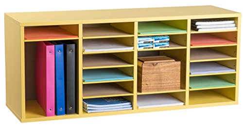 AdirOffice Wood Adjustable Literature Organizer (24 Compartment, Yellow)