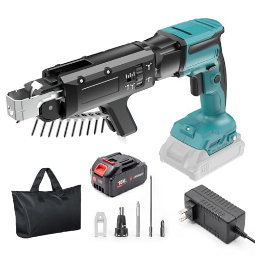 18V Cordless Drywall Screw Gun, 2-in-1 Self-Feeding Drywall Screwdriver