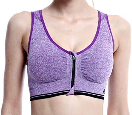 Comaba Women Front Zipper Breathable Yoga Bra