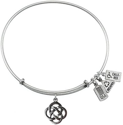 Wind and Fire 3-D Celtic Knot Charm Bangle Bracelet Antique Silvertone Finish