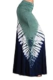 HEYHUN Womens Casual Tie Dye Solid Boho Hippie Long Maxi Skirt w Lace Detail S-3XL