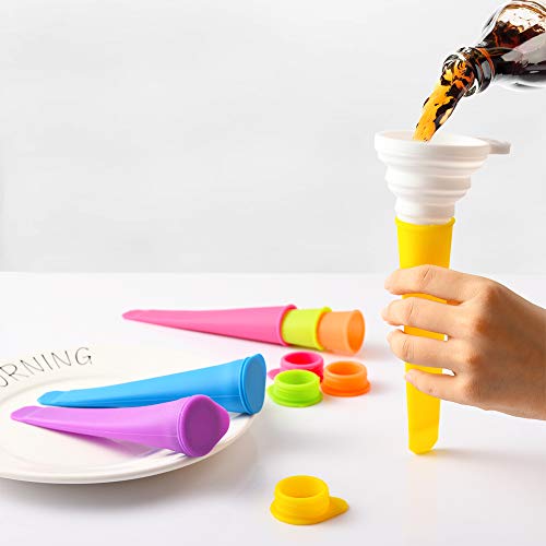 GOLDGE Set of 6 Ice Moulds Silicone Ice Moulds Ice Mould with Silicone Funnel Made of 100% Food-Grade Silicone for DIY Summer Ice Cream