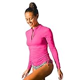 Sbart Women's Long Sleeve Rash Guard Wetsuit Swimsuit Top UV Sun Protection (M, Rose Red)