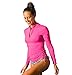 Women's Long Sleeve Rash Guard Wetsuit Swimsuit Top UV Sun Protection (901 M, Rose Red)