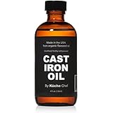 Organic Cast Iron Oil &amp; Cast Iron Conditioner (4 oz) - Made from Flaxseed Oil grown and pressed in the USA - Creates a Non-Stick Seasoning on All Cast Iron Cookware