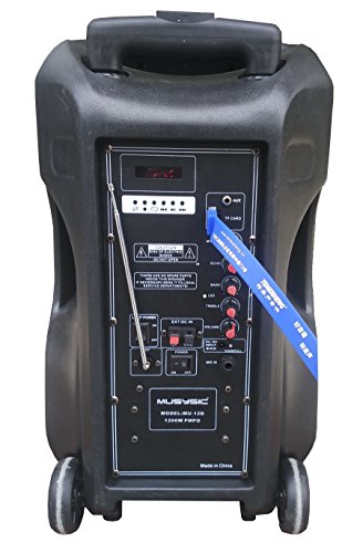 12" Portable 1200W Speaker PA System Wireless Mic Bluetooth/REC/USB/SD/FM/Rechargeable battery/LCD Light MU-12D