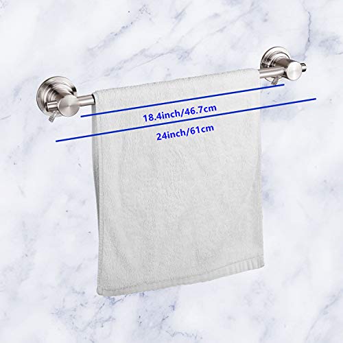 JiePai 24 inch Suction Cup Towel Bar Brushed Nickel,Bath Shower Towel