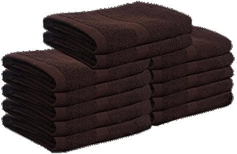 Cotton Bleach Proof Salon Hand Towels (12-Pack,Brown,16"x27") Bleach Resistant Hand Towel (12, Brown)