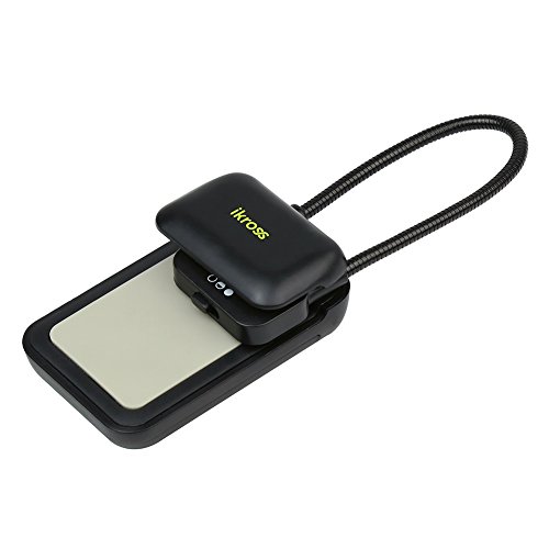 iKross Black Dual LED Clip-On Reading Book Light for Kindle Oasis, kindle Touch, Paperwhite; Barnes & Noble Simple Touch, Sony PRS-T1, PRS-600 eBook Reader