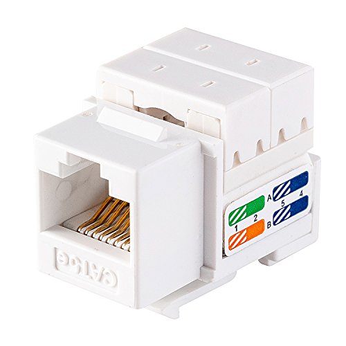 LINKOMM 25 Pack RJ45 Cat5e Keystone Jack with Punch Down Termination Palm Holder, White
