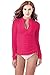Micosuza Sun Protection Women's Basic Skins Long-Sleeve Rashguard Top, Rosered, L for Chest 38