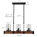 Anmytek Rustic Wood Chandelier 3 Lights, Farmhouse Kitchen Pendant Lamp Vintage Hanging Lighting Fixture with Seeded Glass Shades C0001