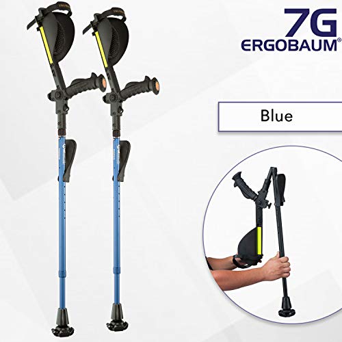 ErgobaumÂ® Prime 7TH Generation by Ergoactives. 1 Pair (2 Units) of Ergonomic Forearm Crutches - Adult 5' - 6'6'' Adjustable (Blue)