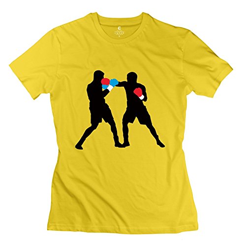 Women's Personalized Boxing 4 Free Boxer Fight T-shirt S Yellow