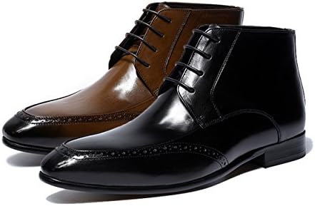 Felix Chu Men's Wingtip Brogue Dress Boots dgenuine Leather Flat Round Toe Ankle Boot Italian Formal Dress Shoes