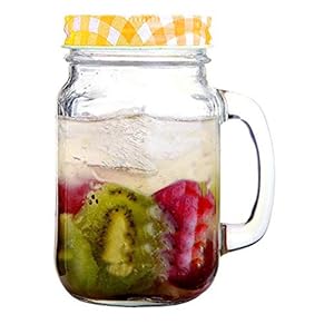FAVOLA Square Shape Funky Glass Jars with Hole in Lid, 450ml, 1 Piece, Yellow