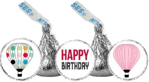 Hot Air Balloon Birthday Party Favor, Chocolate Kisses Inspired Stickers / Party Favors