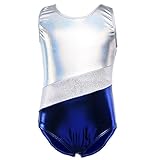 EFINNY Gymnastics Dancing Leotard Girls One-piece Sparkle Camisole Active Shirts Blue 150(10-12Y)