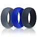 Mens Silicone Wedding Ring Wedding Band - 3 Rings Pack - 8.7mm Wide (2mm Thick) With Free Gift
