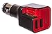 Car Air Purifier - 2 USB Ports for Rapid Charge for iPhones, iPads, Samsung Galaxy - Black and Red - 10 watts Car Air Purifier Ionizer