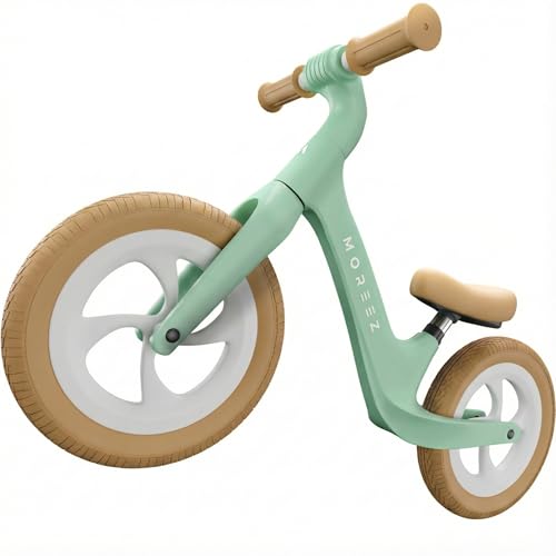 Moreez® Laufrad Ab 2 Jahre [2-5 Jahre] Ultraleichtes Kinder-Laufrad Mit Sturzschutz, Ergonomischer Sitz, 50Kg Pannensichere 12 Zoll Räder, Fußstütze, Höhenverstellbar Mädchen Junge Grün