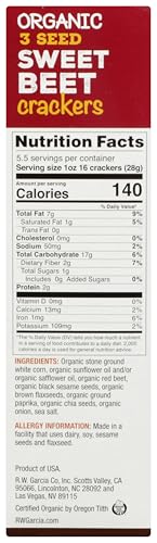 RW GARCIA ORGANIC SWEET BEET CRACKERS, 5.5 OZ