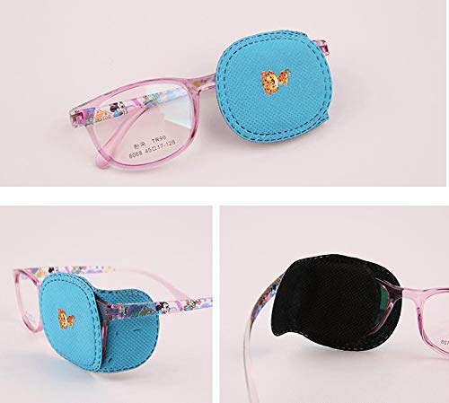6PCS Blue Fibre Eye Mask Shading Reusable One Eye Patch Strabismus Corrected Amblyopia Sponge Eye Paste Visual Recovery Cover Pads Blinders Eyeglasses Accessories for Children Kids Girls Boys - Thumbnail 4