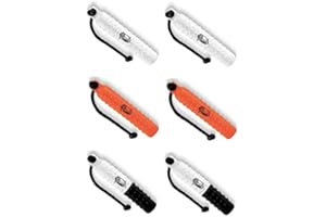 HuntEmUp Dog Bumpers - 6X 2-Inch Weighted Plastic Retrieving Dummies with Throw Ropes - 2 White, 2 Orange, and 2 Black/White 