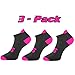 SLS3 Running Socks - Athletic Socks Women Low Cut - Running Socks Women No Show (S, 3-Pack Black/Pink)