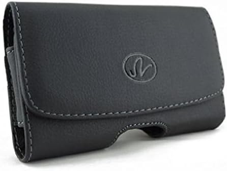 Black Leather Side Case Side Cover Pouch Holster Belt Clip w Loops for MetroPCS Blackberry Curve 8330 - MetroPCS Blackberry Curve 8530 - MetroPCS HTC Wildfire S
