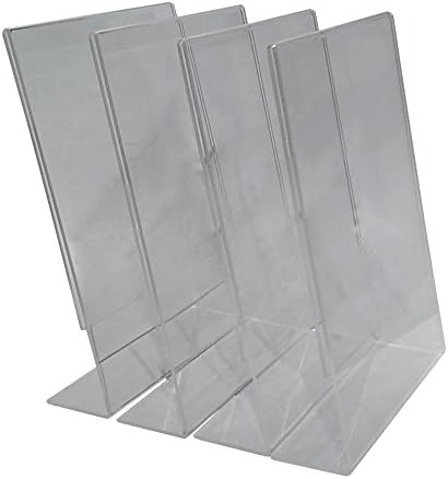 Sign Holder Acrylic Stand Frame; 4 Pack of 8.5" X 11" Unbreakable 3mm Clear Plastic Table Sign Holders For Business Signs &amp; Brochure Displays In Office Use, Conferences, Events, Receptions &amp; Schools
