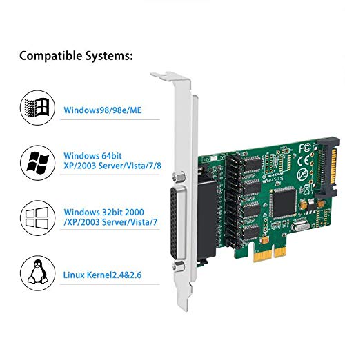 QNINE 4 Port PCIe RS232 Serial Adapter Card with Breakout Cable and Low Profile Backet (IO-PCE384P-PR4S) - Thumbnail 6