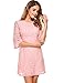 Zeagoo Women's 3/4 Flare Sleeve Floral Lace Elegant A-Line Cocktail Party Mini Dress