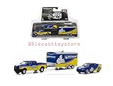 2017 Ram 2500 and 2017 Dodge Charger SRT Hellcat Michelin Tires with Enclosed Car Hauler Racing Hitch & Tow Series 1 1/64 Diecast Models by Greenlight 31050 B
