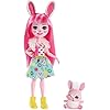 Enchantimals-FXM73-Bree-Bunny-Doll-and-Twist-Figure-Multi-Colour Enchantimals Bree Bunny Doll & Twist Figure, 6-inch small doll, with long pink hair, animal ears and tail, removable…