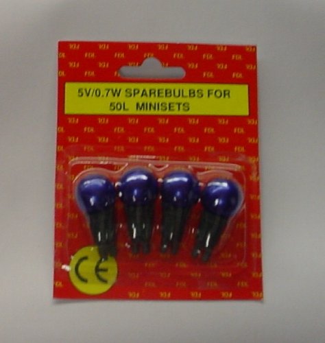 FDL Pack of 4 Blue Berry Spare Bulbs for 50 Light Set 5v 0.7w (S6)