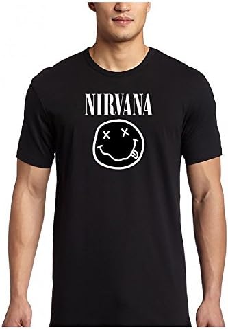Nirvana Smiley Face Men T-Shirt (Black, X-Large)