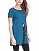 Allegra K Women's Cat Pattern Short Sleeves Round Neck Tunic Tee XL Blue
