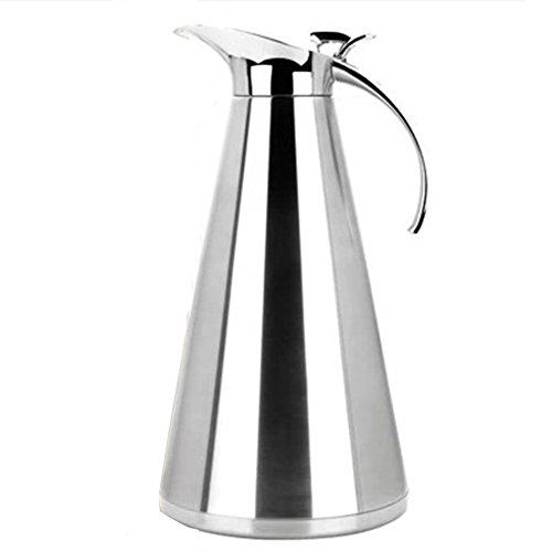 Click Here to See More Images QIN.J.FANG Cone Stainless Steel Hot Water Bottle Double-Wall Vacuum Insulated Pot Coffee Pots Thermal Carafe Insulation Jug Flask,1.5L