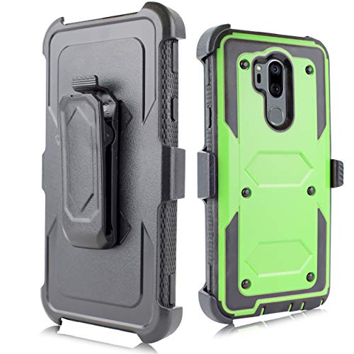 LG G7 Case, LG G7 ThinQ Case, Full-Body Rugged Holster Case Built-in Screen Protector LG G7 2018 Release (Green)