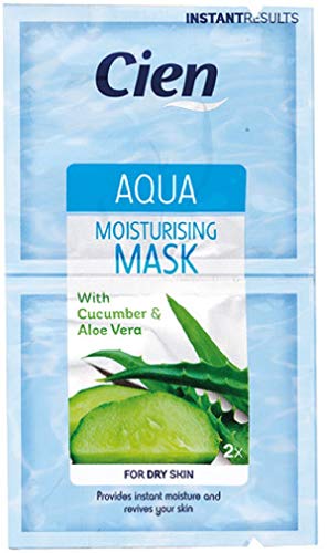 Pack of 10 x (2 x 8 ml) Aqua Moisturising Mask - with aloe vera and jojoba oil