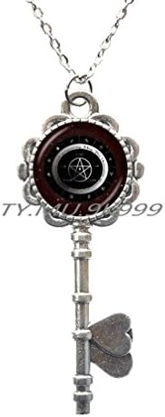 pentacle Key Necklace wicca protection amulet Pentagram Key Necklace pentagram Key Pendant wicca Key Necklace pagan Key Necklace wiccan jewelry gift for man.Y105 (1)